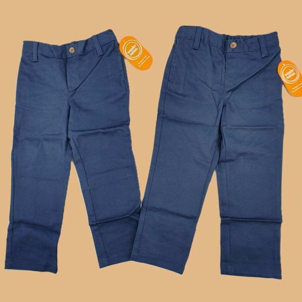Wonder Nation Girls Pants 4T Navy Blue Flat Front School Uniform 2 Pack